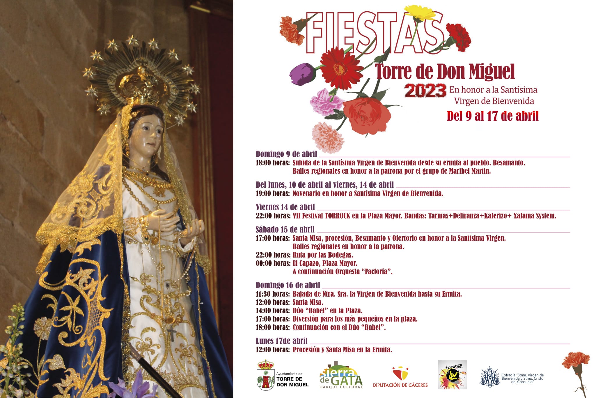 Fiesta patronales en honor a la Virgen de la Bienvenida 2023 Torre de Don Miguel